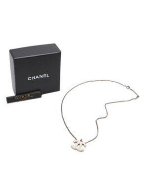 Chanel Necklace CC Logo Ivory 02c Silver
